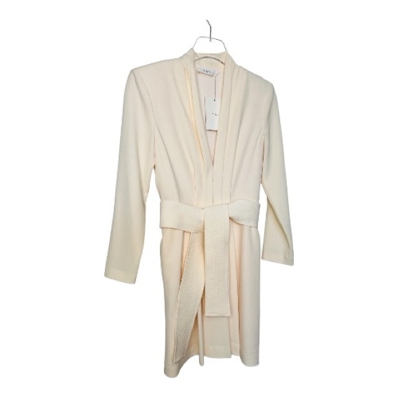 NWT A.L.C. Kiera Belted Long Sleeve Pale Pink Crepe Dress Size 6 - Picture 2 of 9